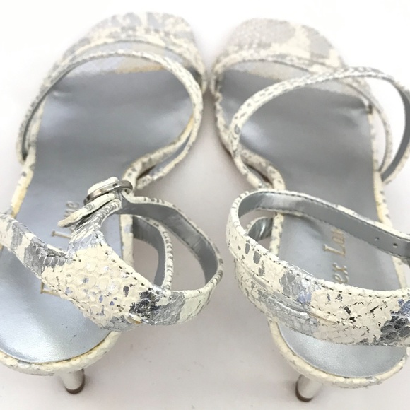 ESSEX LANE Madalie Snake Skin Leather Heeled Sandals Disco Lizard Heels Size 8 - Picture 10 of 16